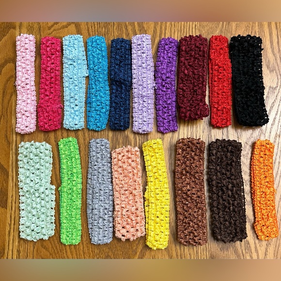 Crochet stretchy headband fits baby-adult! Attach flowers & bow clips 5 for $5 - Picture 1 of 1